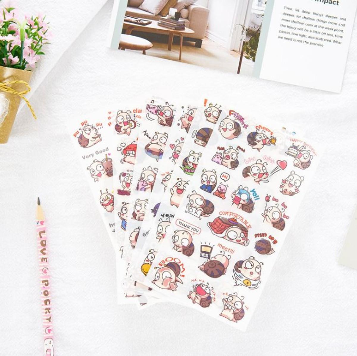 [HCM]Bộ 6 Tấm Sticker Dán Trang Trí - Happy Snail