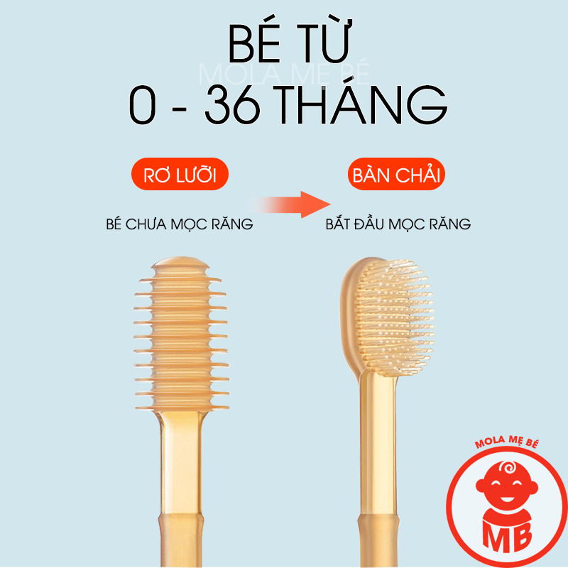 Sét rơ lưỡi bàn chải silicon cho bé từ 0-36 tháng (có hộp đựng màu vàng)
