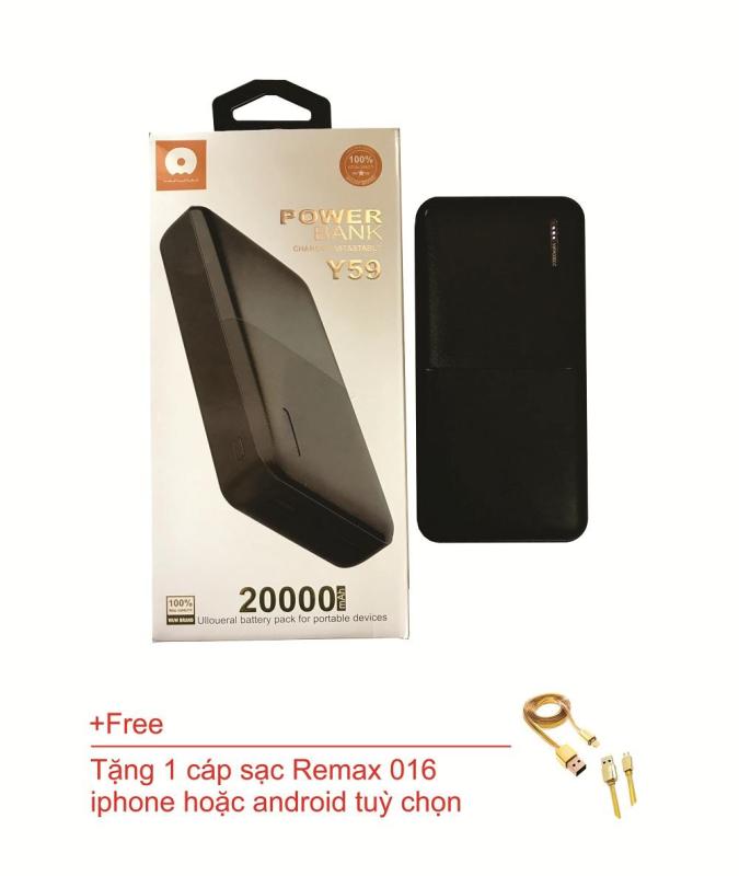 Giá Sạc dự phòng WUW Y59 20000mAh - Tặng 1 cáp sạc Remax 016 (iphone hoặc android tuỳ chọn)