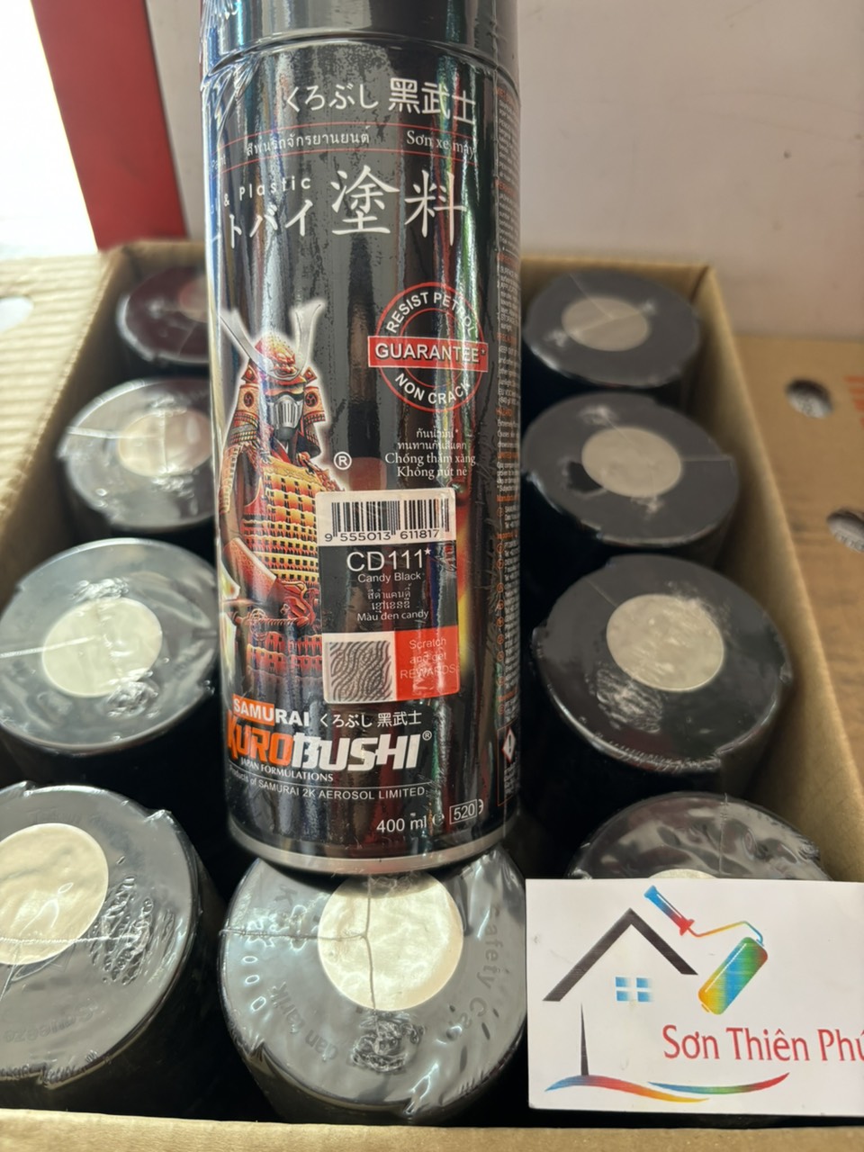Sơn xịt Samurai [Chính Hãng ] Đen Candy CD111* - (màu khói sơn chóa đèn) 400ml
