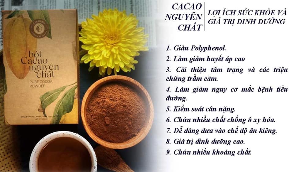 Ca cao Mekong Trà Vinh ( 100% nguyên chất với trên 25% hàm lượng bơ ) - TÚI 250G