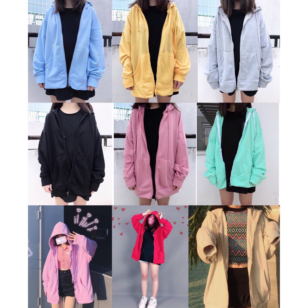 Áo hoodie zip unisex - hooodie dây kéo dáng rộng