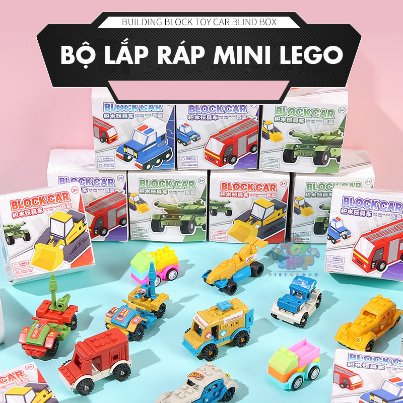 Bộ lắp ráp xe, lắp ráp khủng long lego mini cho bé tự lắp ráp