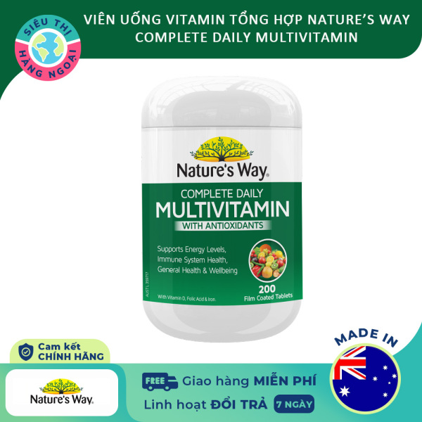 Viên uống Vitamin tổng hợp Nature’s Way Complete Daily Multivitamin Úc Hộp 200 viên Date2024 [Vitamin tổng hợp+chất chống oxy hóa] được bán bởi Siêu Thị Hàng Ngoại nhập khẩu