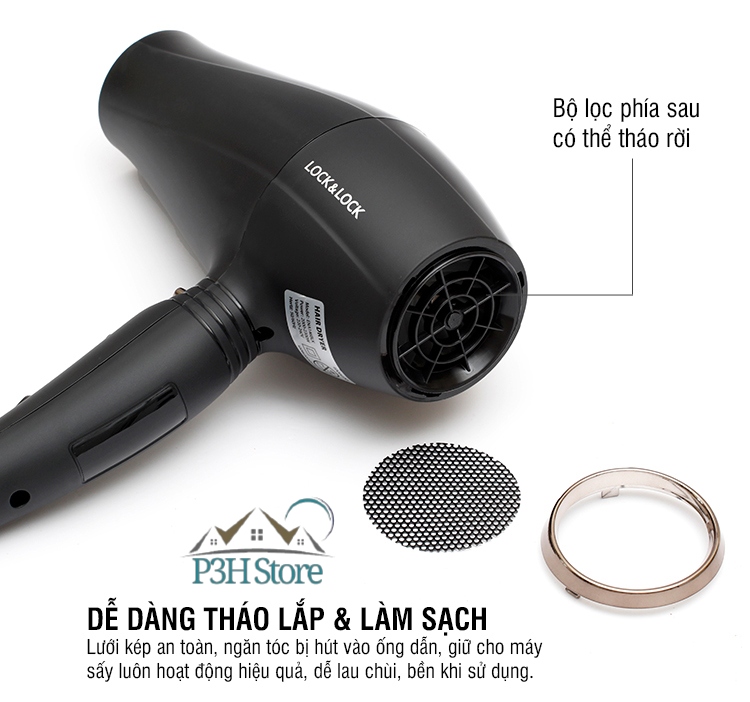 Máy Sấy Tóc Lock&Lock 2000-2300W ENA146 màu đen