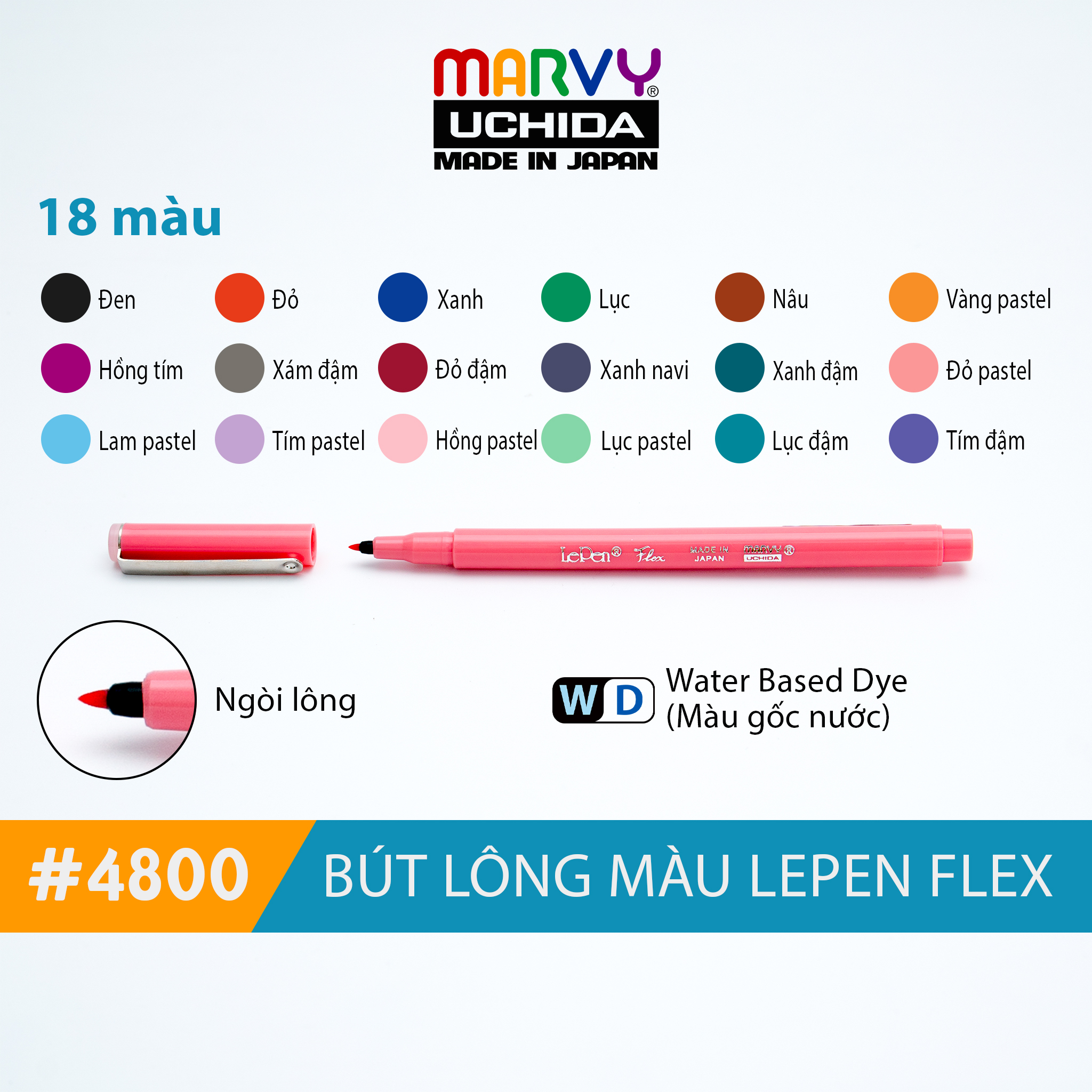 Bút lông đầu cọ linh hoạt Le Pen Flex MARVY 4800
