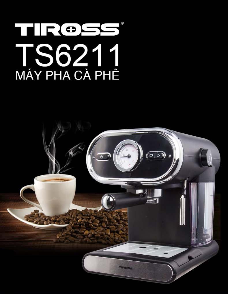 Máy pha cà phê Espresso 15bar Tiross TS6211 (Đen)