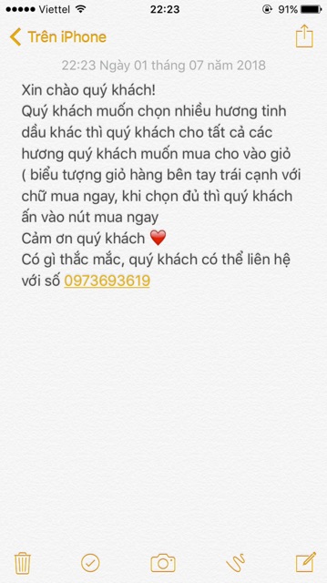 Tinh dầu ngọc lan đủ mùi