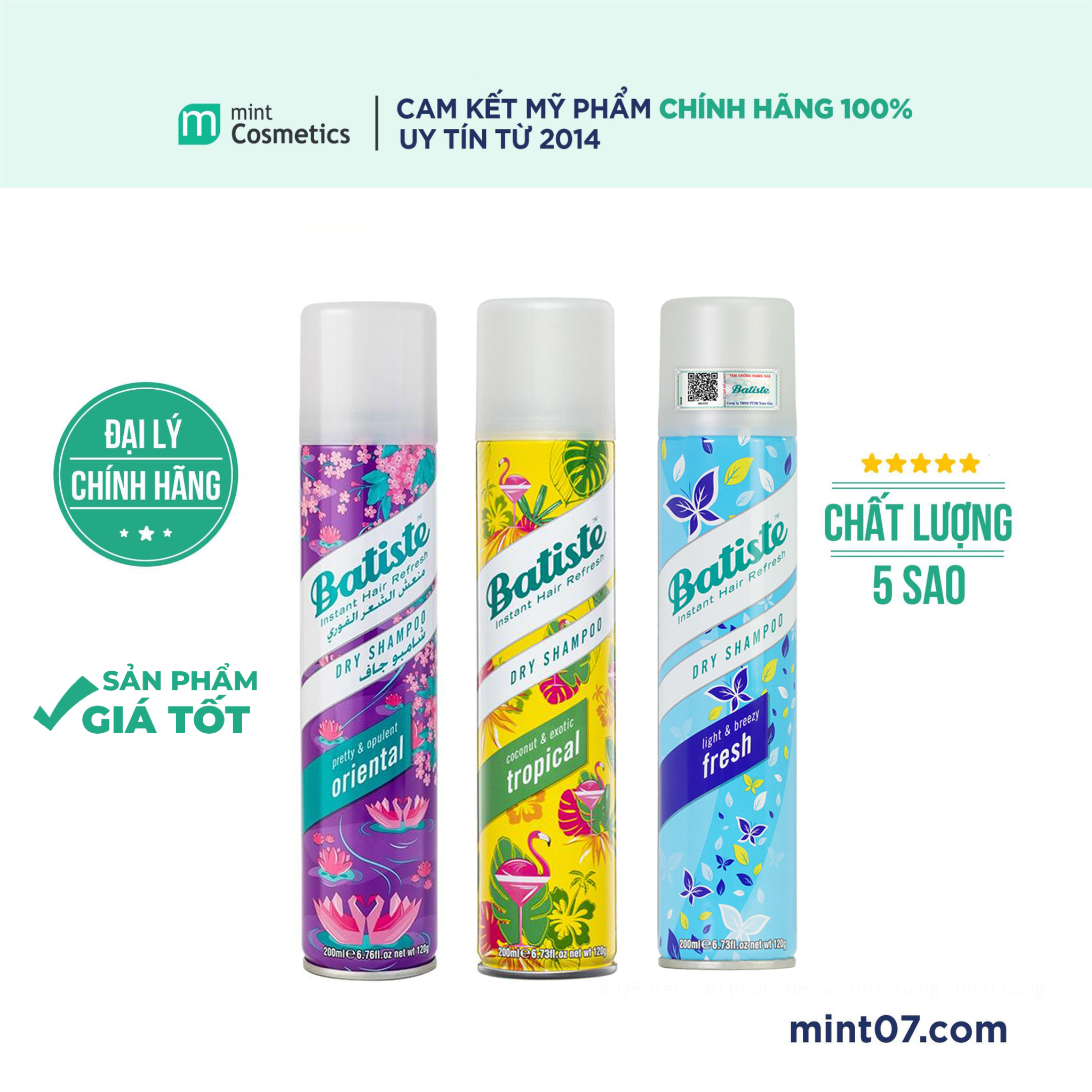 Dầu Gội Khô Batiste Dry Shampoo 200ml