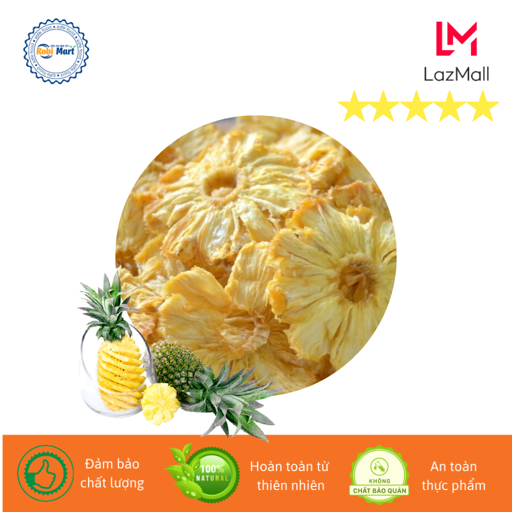Pineapple sliced dryer cold Robi Mart package 100g-weight loss, good digestion, đẹp skin beauty item type 1