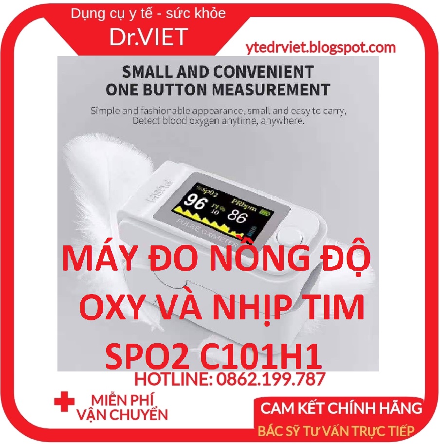 Máy đo nồng độ oxy trong máu và nhịp tim, máy SPO2 C101H1- Đo chính xác, cảnh báo nồng độ oxy thấp và theo dõi nhịp tim, hỗ trợ kiểm tra Oxy trong máu để quyết định bệnh nhân nào cần ưu tiên thở OXy, hỗ trợ can thiệp kịp thời