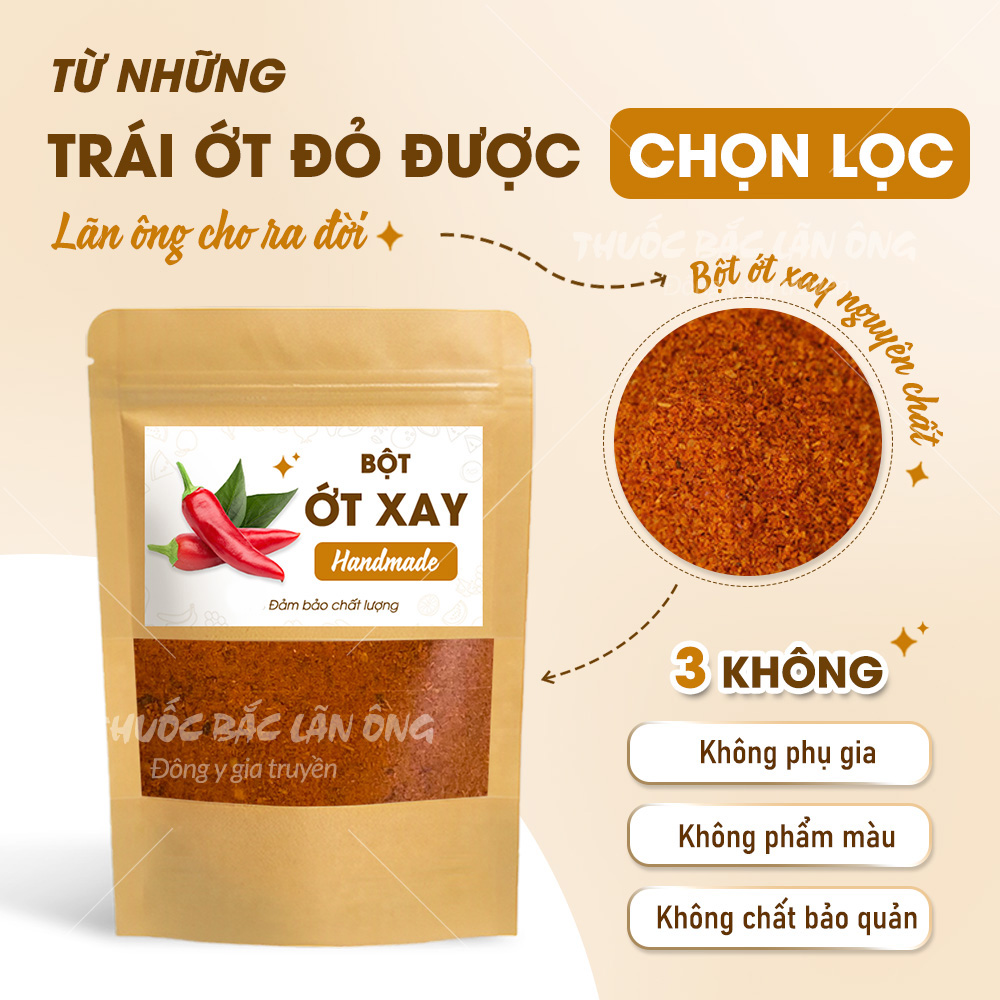 Bột ớt nguyên chất 500g (Nguyên liệu làm đồ ăn Hàn Quốc, khô, cay, thơm)