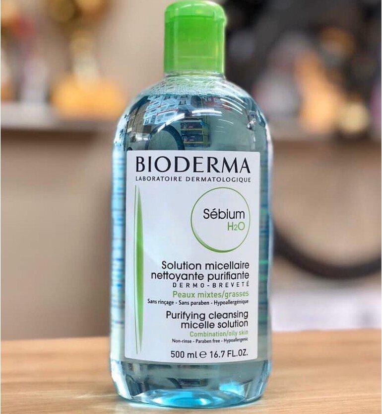Nước tẩy trang nắp ấn bioderma 500ml /100ml sebium h2o