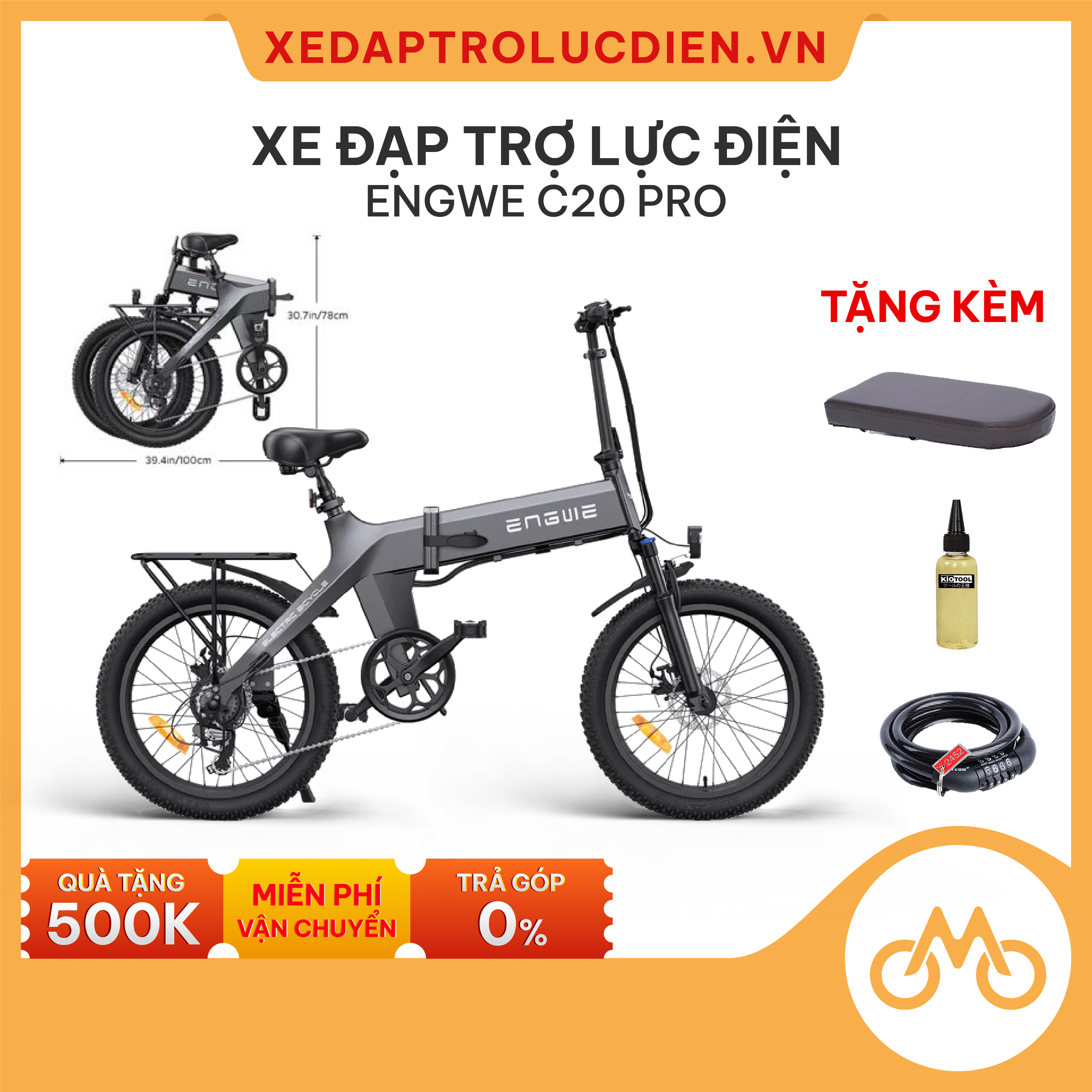 Xe đạp trợ lực điện Engwe C20 Pro Gấp gọn- Tiện Lợi- Mạnh mẽ