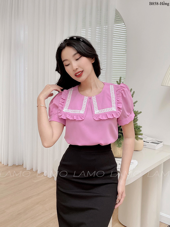 ÁO SƠ MI NỮ BÈO NHÚN TRẺ TRUNG -B858