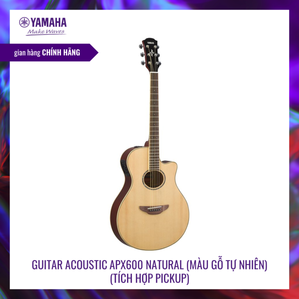 Đàn acoustic guitar Yamaha APX600 - thùng đàn mỏng và khuyết cho khả năng biểu diễn tuyệt vời , lỗ âm thanh hình bầu dục độc quyền Yamaha, pick-up S.R.T sẵn sàng cho mọi buổi biểu diễn - Bảo hành chính hãng 12 tháng