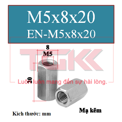 Đai ốc nối mạ kẽm m4-m12