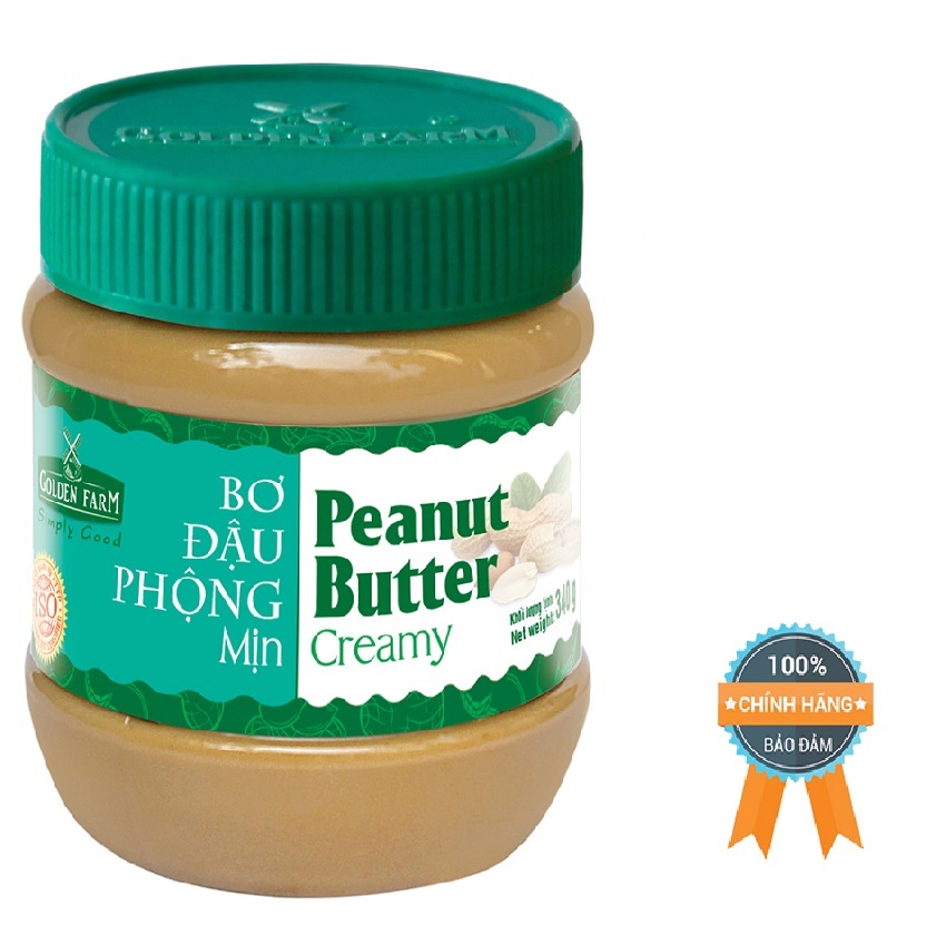 [FreeshipMAX] Bơ Đậu Phộng Mịn Golden Farm 510g được làm từ đậu phộng tự nhiên, đường, muối và dầu thực vật