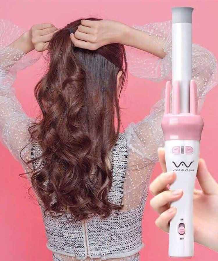 Vivid & Vogue Máy uốn tóc cao cấp xoay tự động 360 Máy uốn tóc xoay tự động 360 độ chất liệu gốm truyền ion âm mang theo đi chơi, du lịch