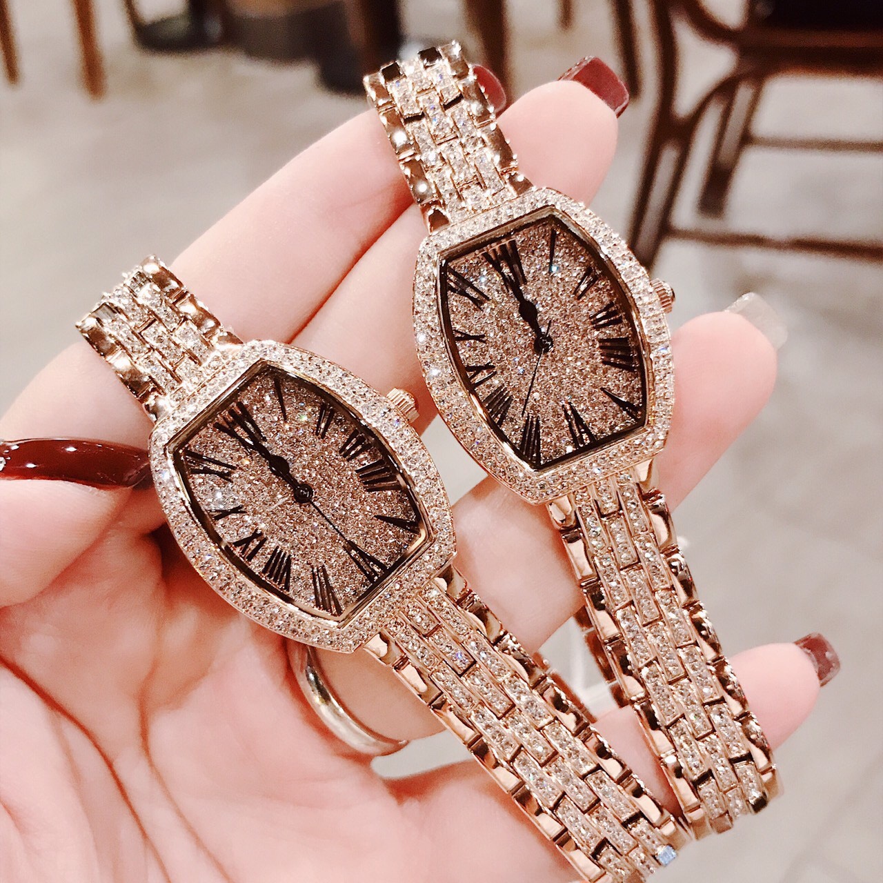 [HCM]Đồng Hồ Davena Nữ Mặt Vạch Full Đá 34mm Rose Gold