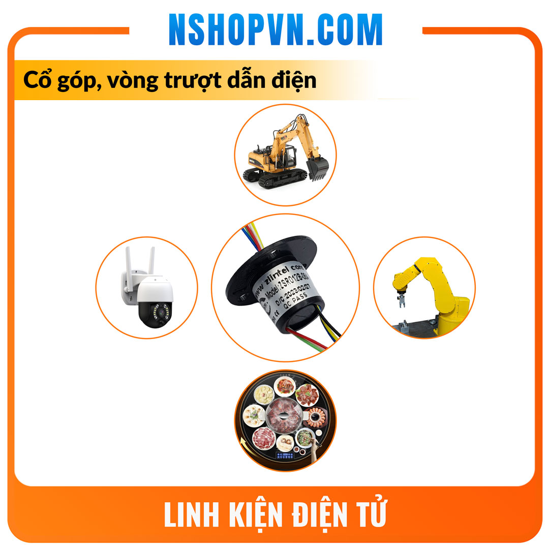 Cổ góp vòng quay dẫn điện 12.5mm 2A