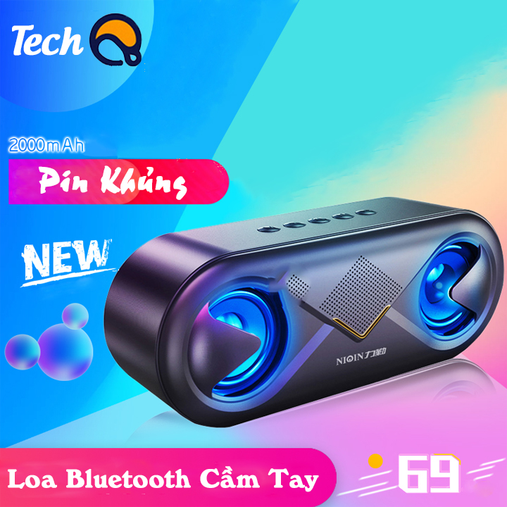 Loa bluetooth không dây xách tay S6, loa máy tính mini led theo nhạc, âm bass cực đỉnh 2 màu đen-xanh bảo hành 6 tháng tại HADOTECH