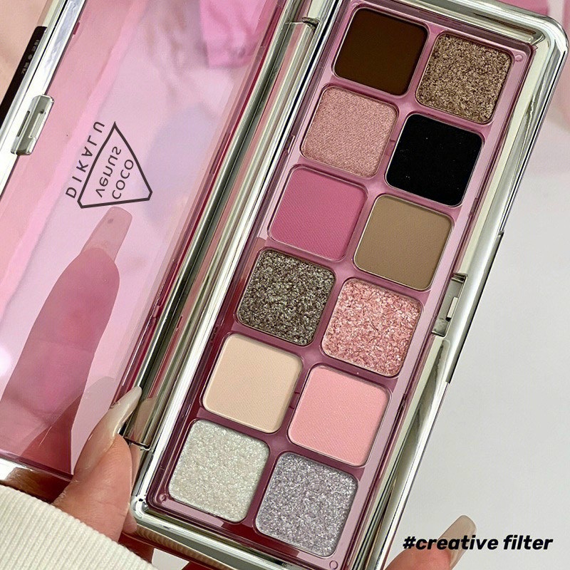 Bảng phấn mắt nhũ CoCo Venus 12 ô- Bản Dupe " 3CE Hàn Quốc " .