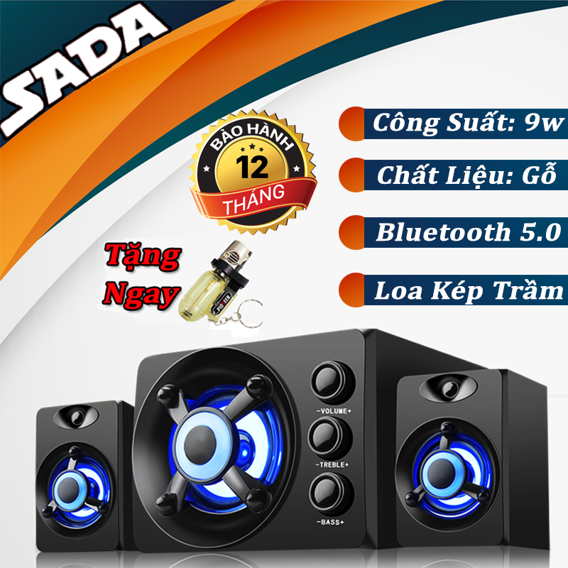 Loa Máy Tính Công Suất Lớn , Loa Vi Tính , Loa Nghe Nhạc Máy Tính , Bộ 3 Loa Vi Tính Để Bàn SADA D-208 Âm Thanh Trầm Hỗ Trợ Bluetooth, Jack 3.5 , Âm Thanh Chân Thực Sống Động + Tặng Bật Lửa Khò 1 Tia Kiêm Móc Khóa