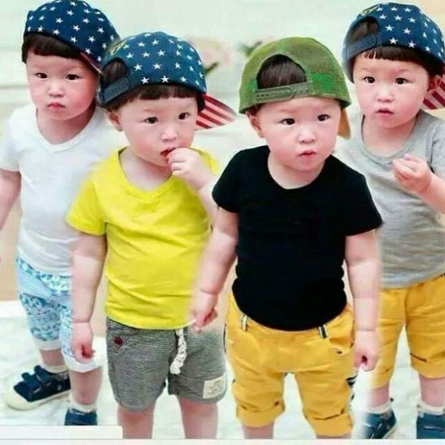 Sét 5 áo cổ tim mịn đẹp cho bé trai, bé gái