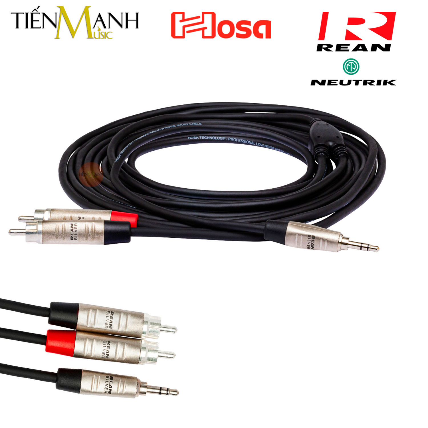 Dây cáp chia tín hiệu chữ y hosa rean by neutrik pro đầu 3ly stereo trs sang 2 hoa sen rca hmr-003y, hmr-006y, hmr-010y cable 2rca