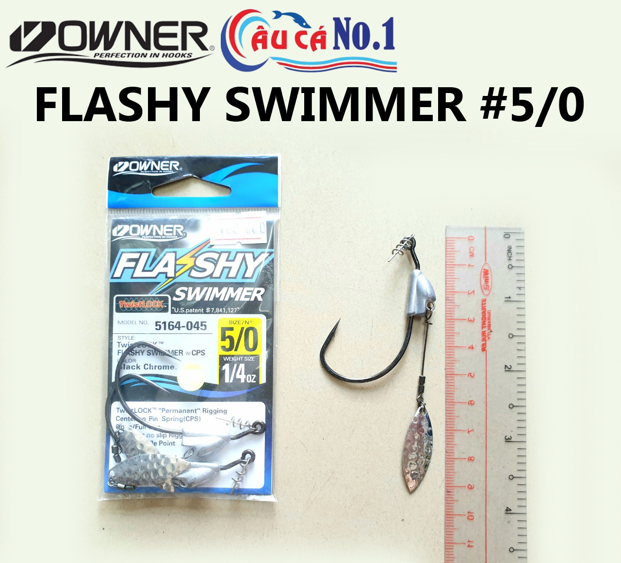 LƯỠI CÂU MỒI MỀM OWNER FLASHY SWIMMER SIZE 1/0 3/0 5/0