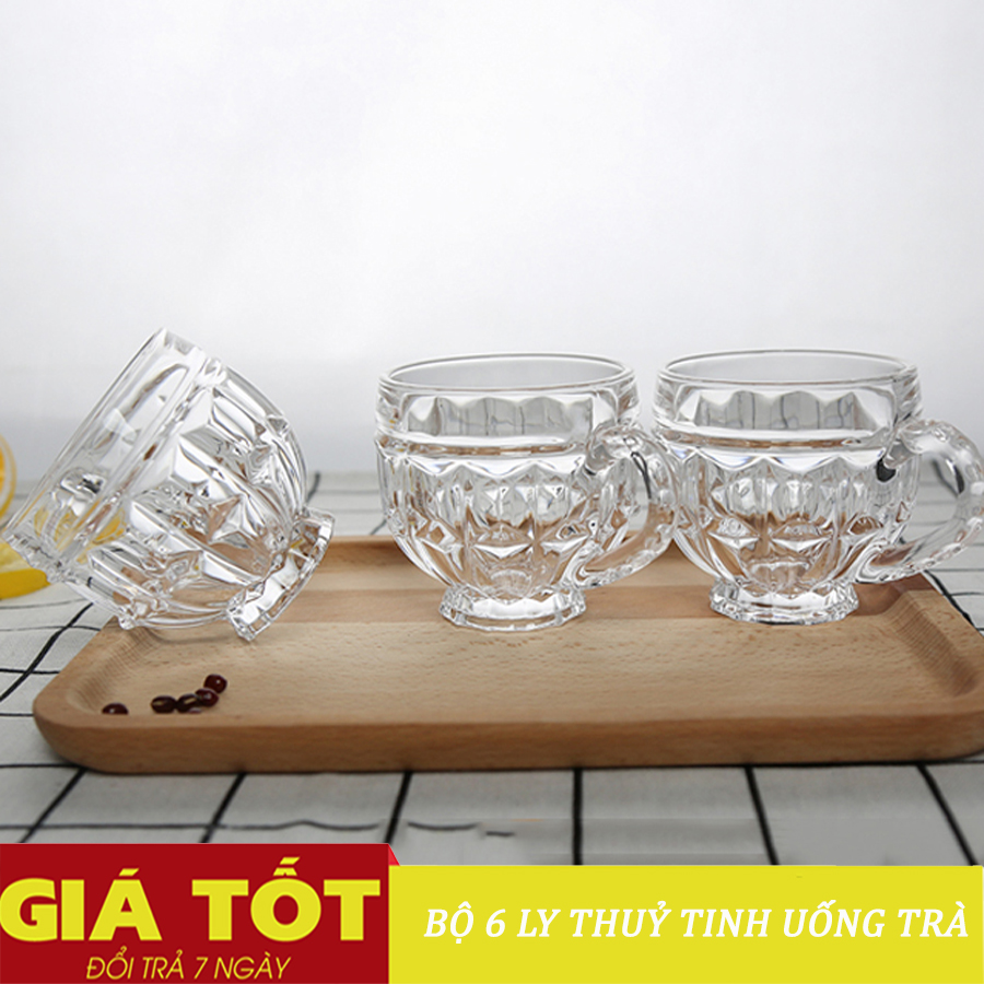Bộ 6 Ly Thủy Tinh Bầu Lùn Uống Trà, CAFE, NƯỚC HOA QUẢ - Bộ 6 ly thủy tinh uống trà cao cấp