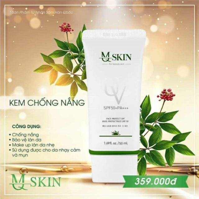 Kem chống nắng nhân sâm mqskin