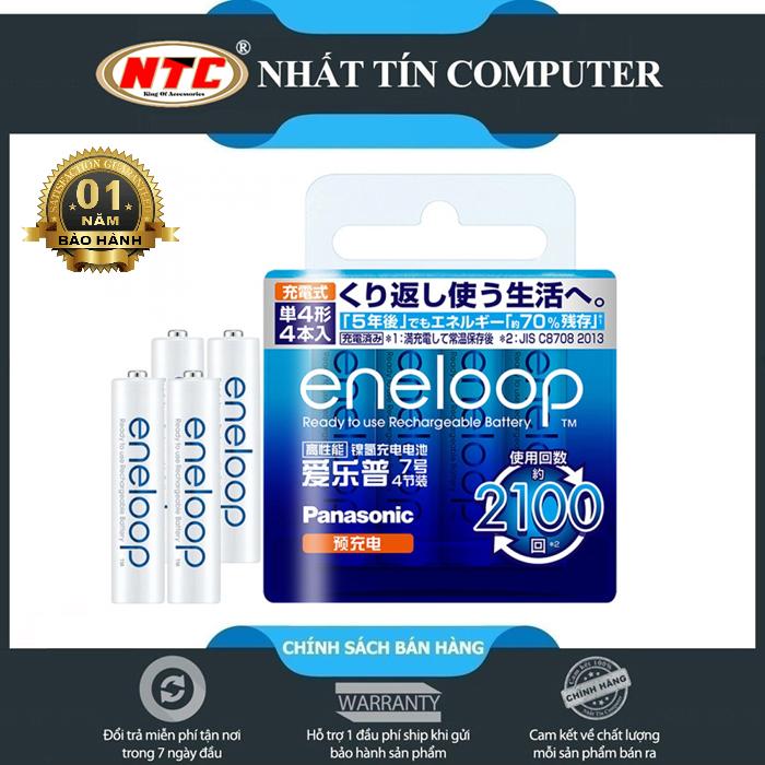 Vỉ 4 pin sạc AAA Eneloop 750mAh BK-4MCCA/4W (HRM03) - phiên bản nội địa box Nhật (Trắng) Nhất Tín Computer