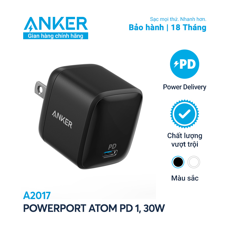 Sạc ANKER PowerPort Atom PD 1 cổng 30W [GaN Technology] - A2017