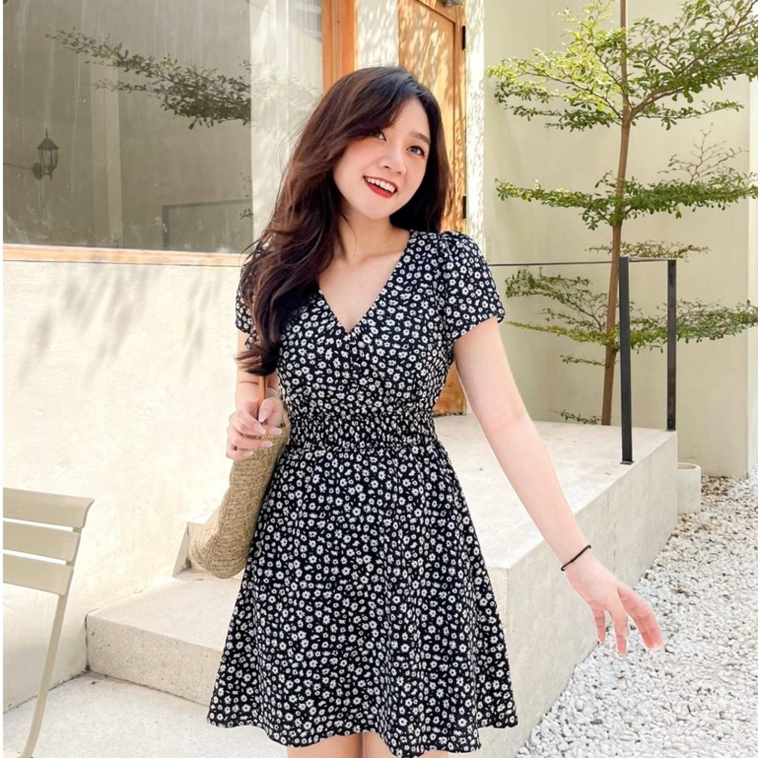 Đầm MISA - đầm hoa nhí smocking eo