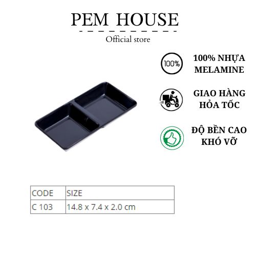 Khay nước chấm 2 ngăn đen - c103d