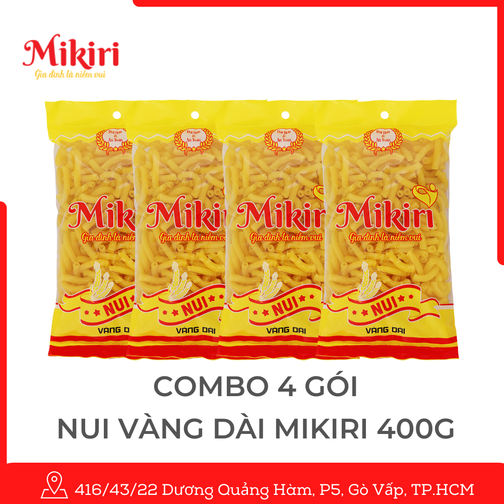 MUA 3 TẶNG 1 - Bộ 4 túi Nui Dài Mikiri x 400g cao cấp - nguyên liệu nấu ăn thơm ngon