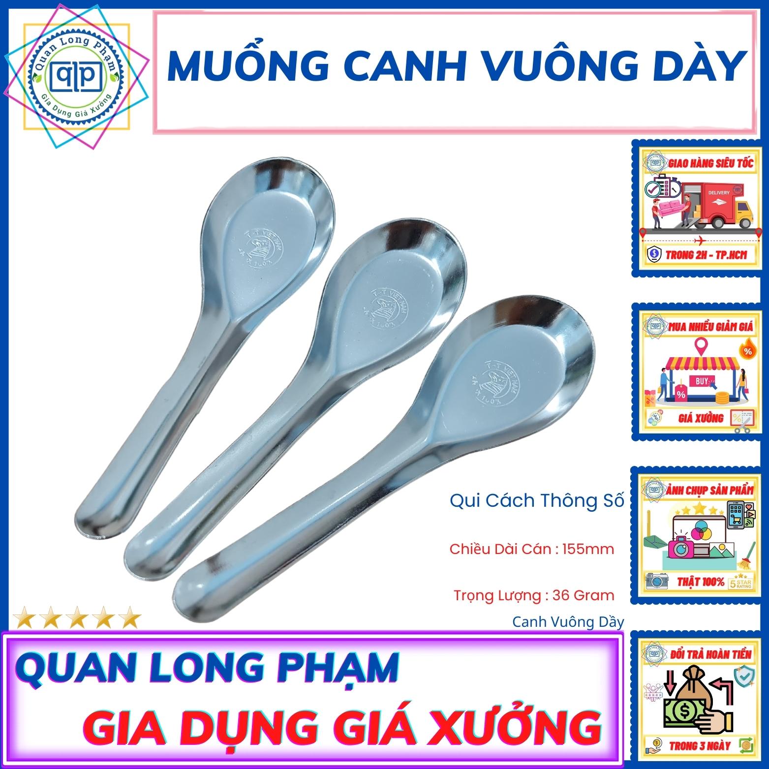 Muổng canh vuông muỗng ăn cơm cán ngắn loại dày inox 304