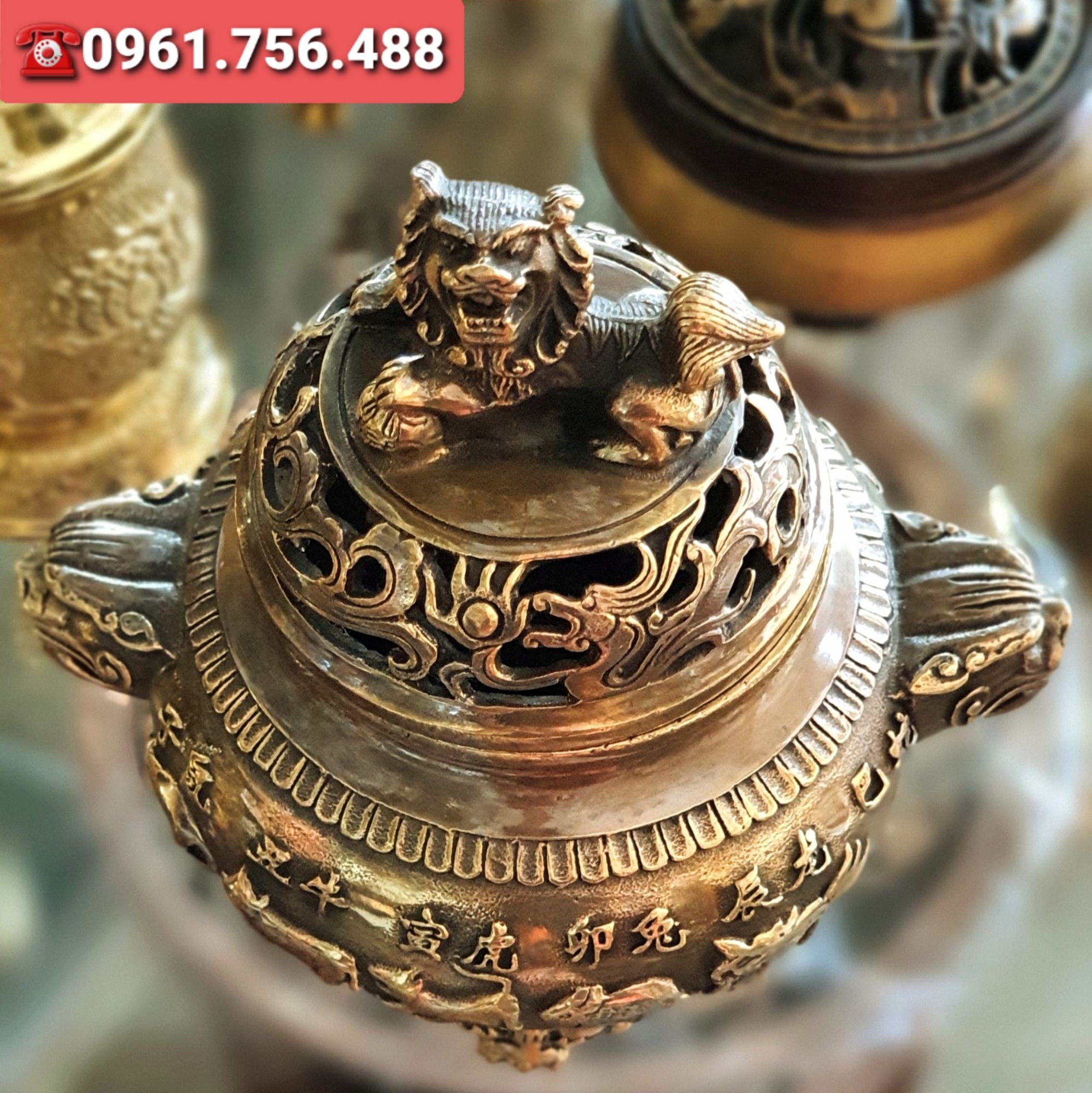 Lư đồng xông trầm- Mẫu 12 con giáp