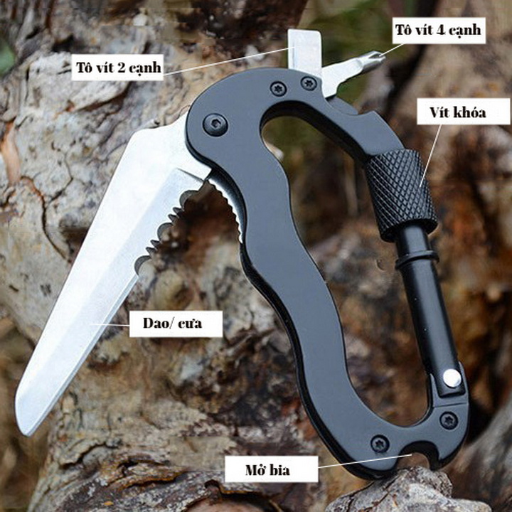 [HCM]Móc Khóa Đa Năng Kèm Dao 5 Trong 1 Nhỏ Gọn Tiện Lợi