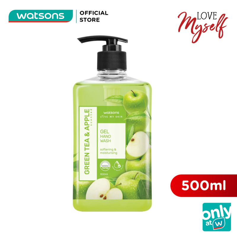 Gel Rửa Tay Watsons Love My Skin GreenTea & Apple Scented Gel Hand Soap Trà Xanh Và Táo 500ml nhập khẩu