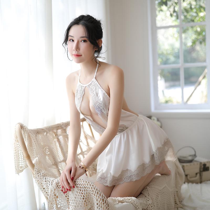 Đầm ngủ lụa cao cấp phối ren tinh tế L093