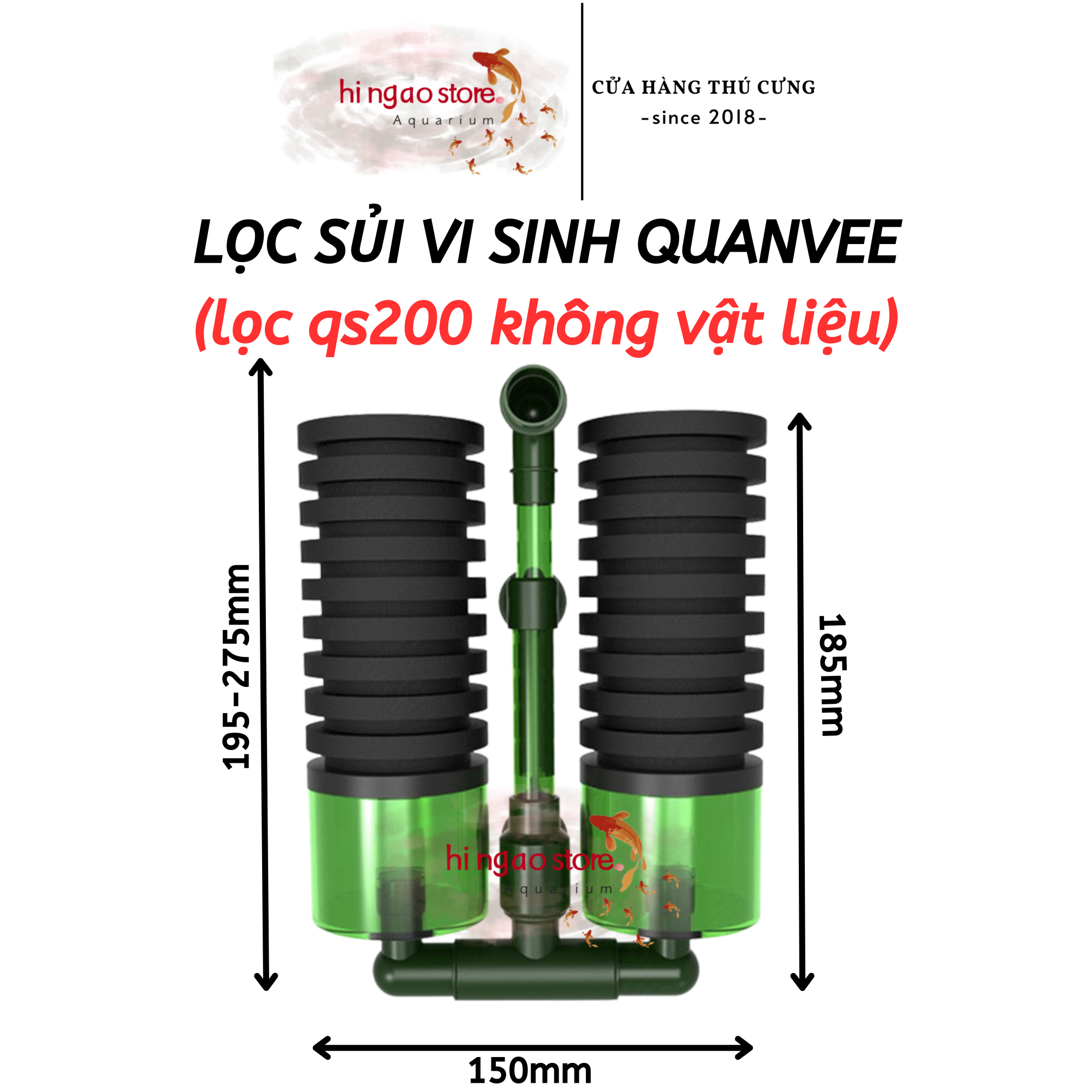 (Tặng 1m dây, 1 van tăng giảm) Lọc Vi sinh QS100A/QS200A làm trong nước, tạo vi sinh - Phụ kiện cá cảnh | Hingaostore.