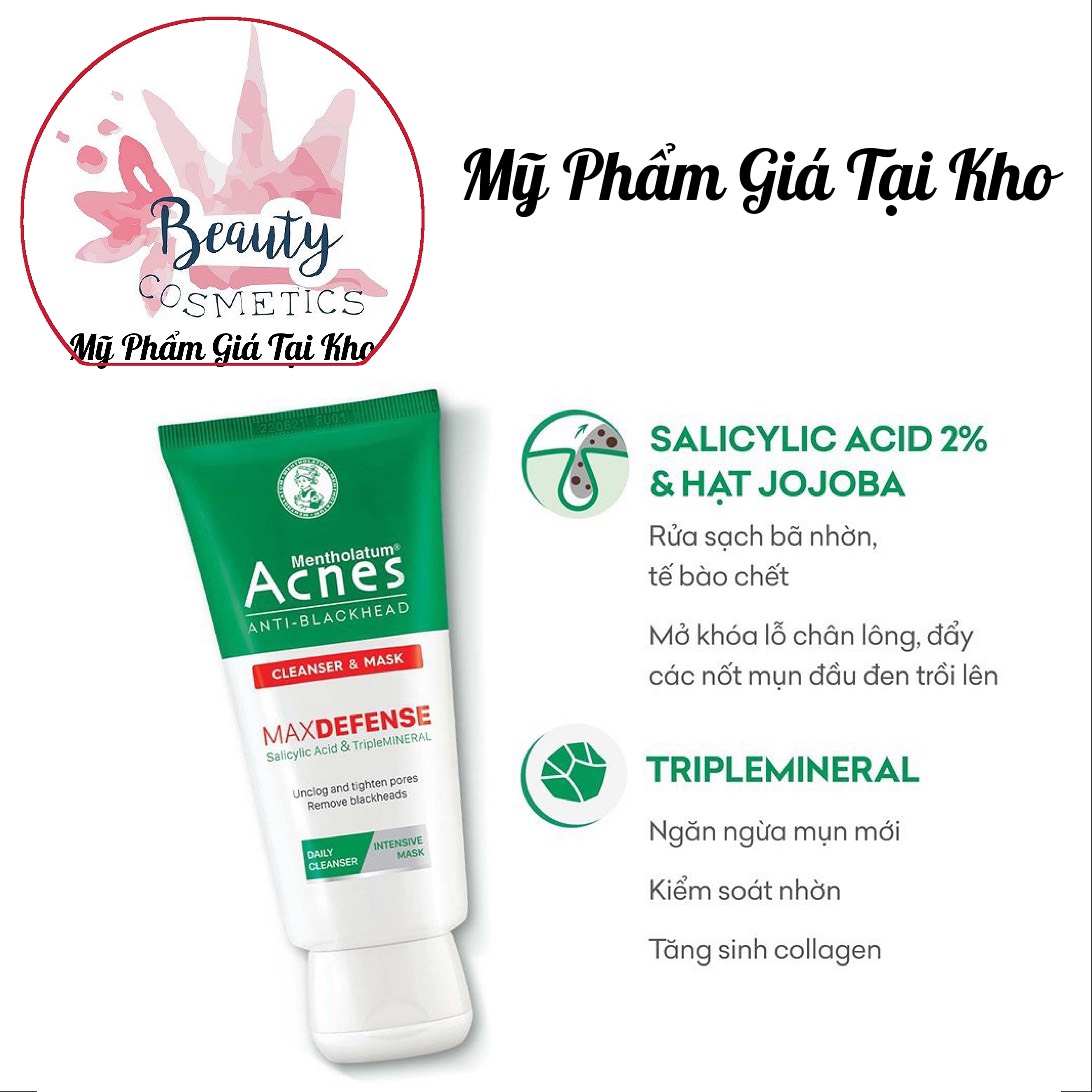 Kem rửa mặt và mặt nạ ngăn ngừa mụn đầu đen Acnes Anti- Blackhead (100g)