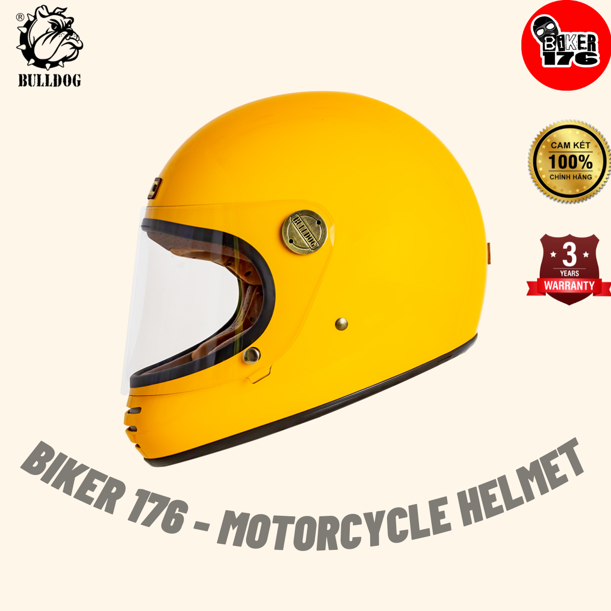 Mũ bảo hiểm Fullface Bulldog Torii cổ điển siêu chất - BIKER 176 - Nón bảo hiểm & Đồ bảo hộ Vũng Tàu