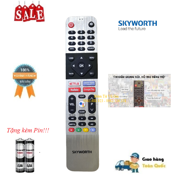 Remote Điều khiển tivi Skyworth giọng nói- Hàng mới chính hãng Skyworth 100% Tặng kèm Pin!!!
