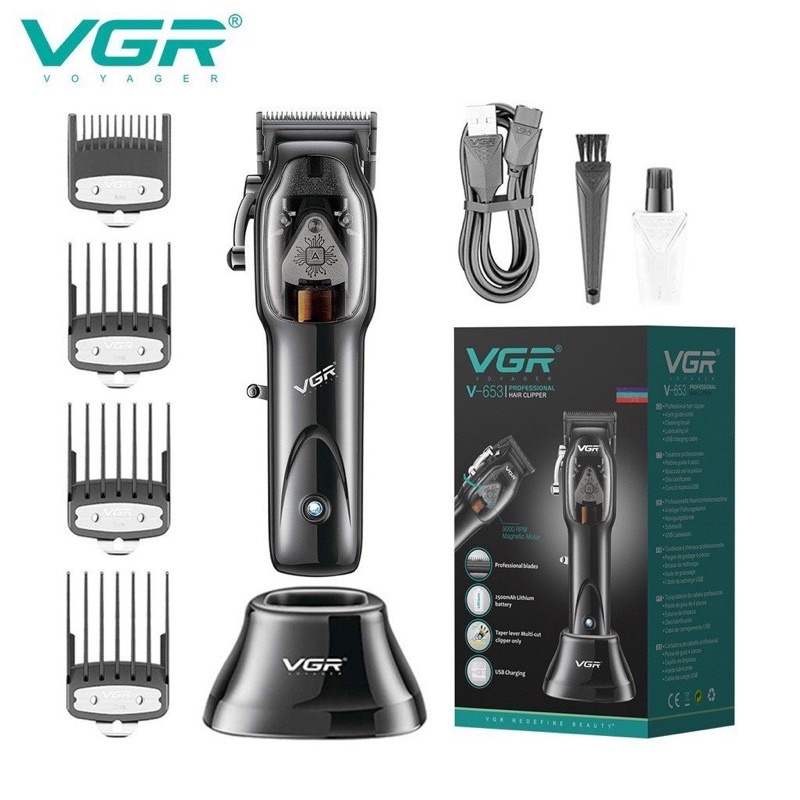 Tông đơ cắt tóc động cơ từ tính vgr 653 công suất 10w hairclipper v-653 - kvtd043