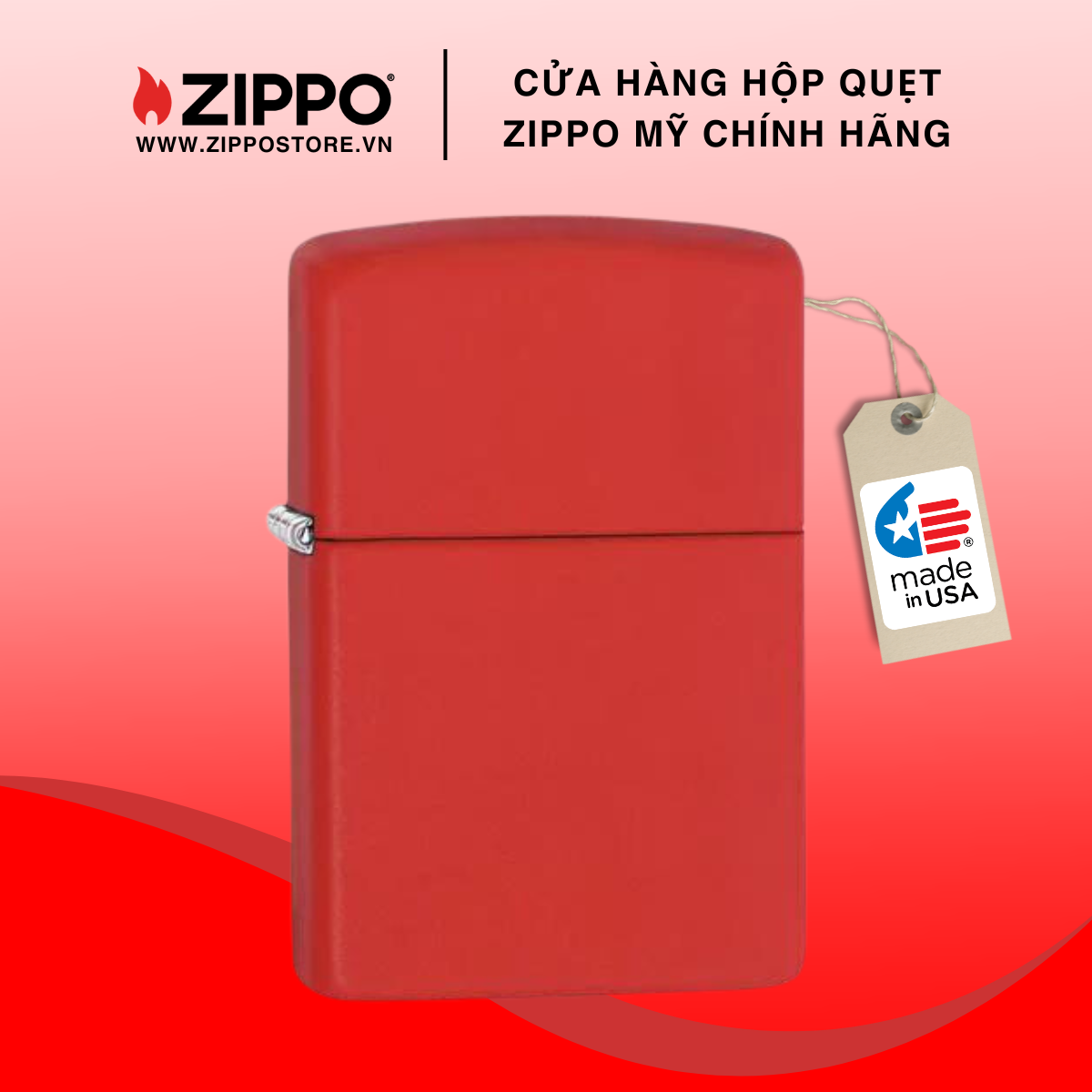 Bật lửa zippo matte red sơn tĩnh điện đỏ 233