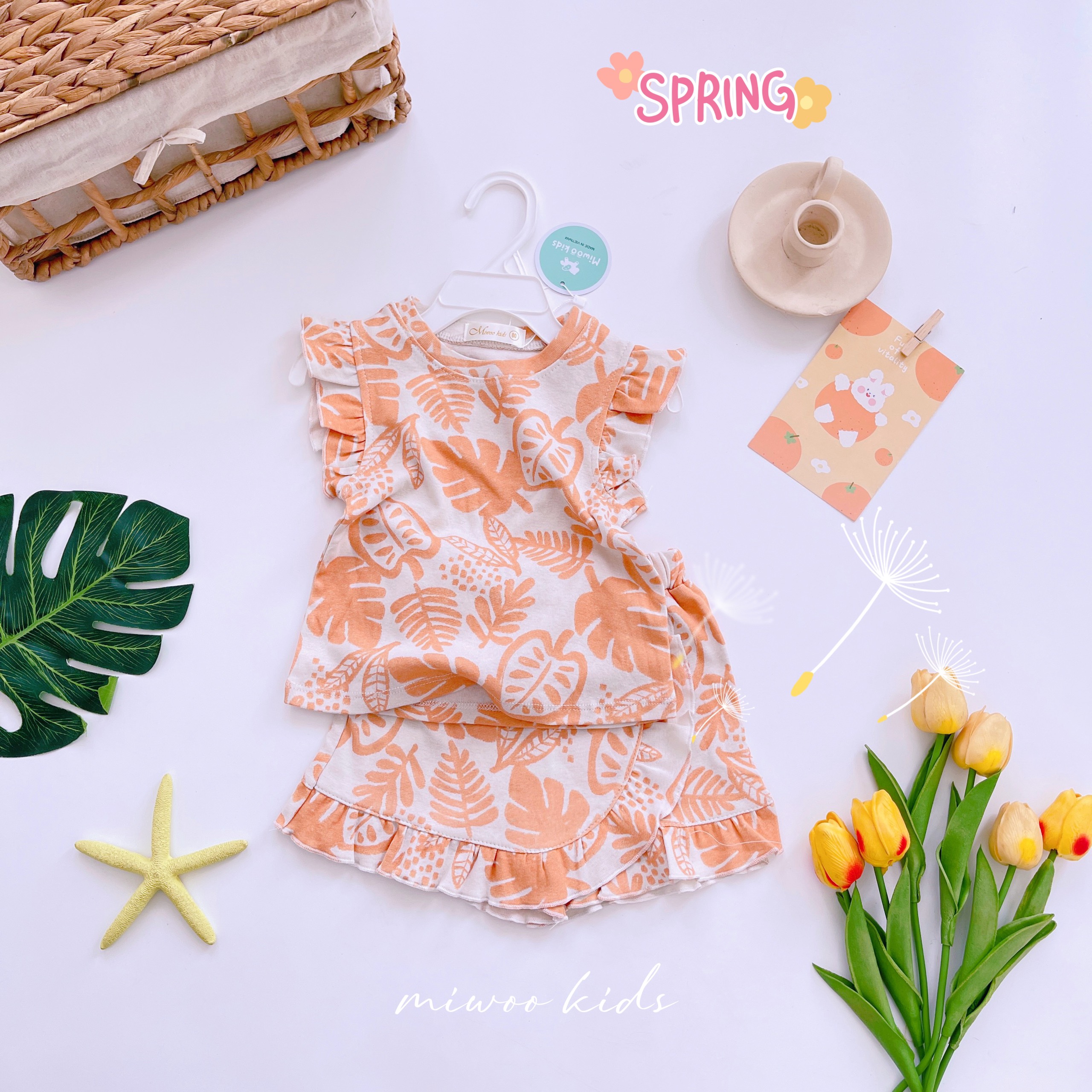 Đồ bộ mặc nhà bé gái size 8-17KG chất thun mềm mại